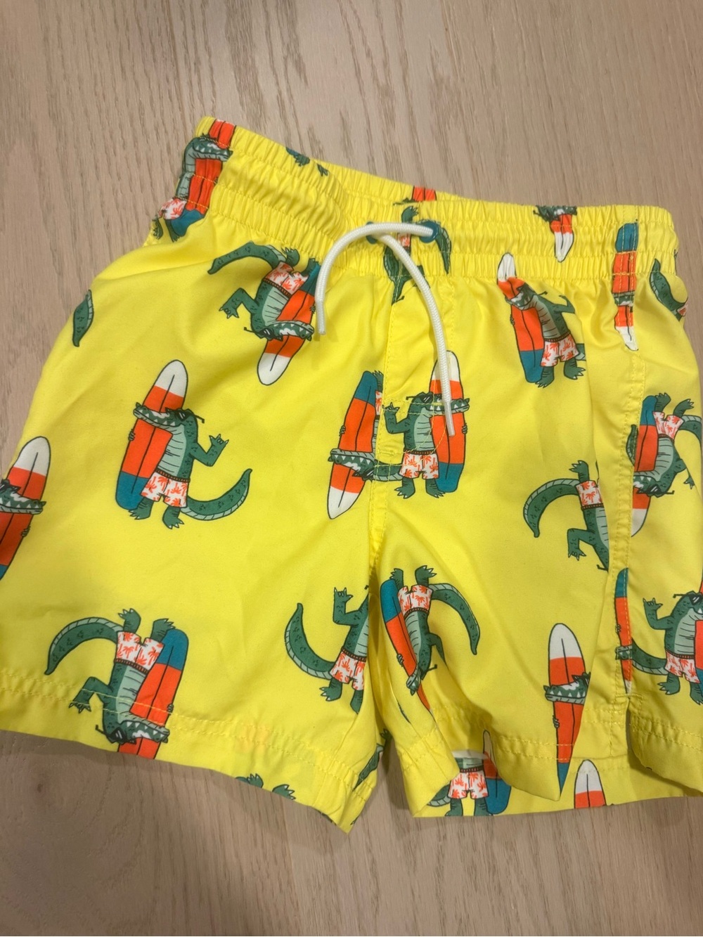 Old Navy Yellow Alligator Surfboard Swim Trunks